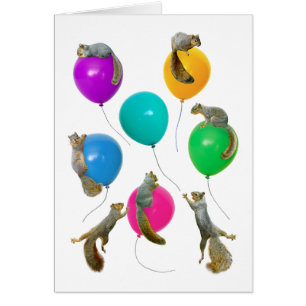 Squirrels on Balloons Card