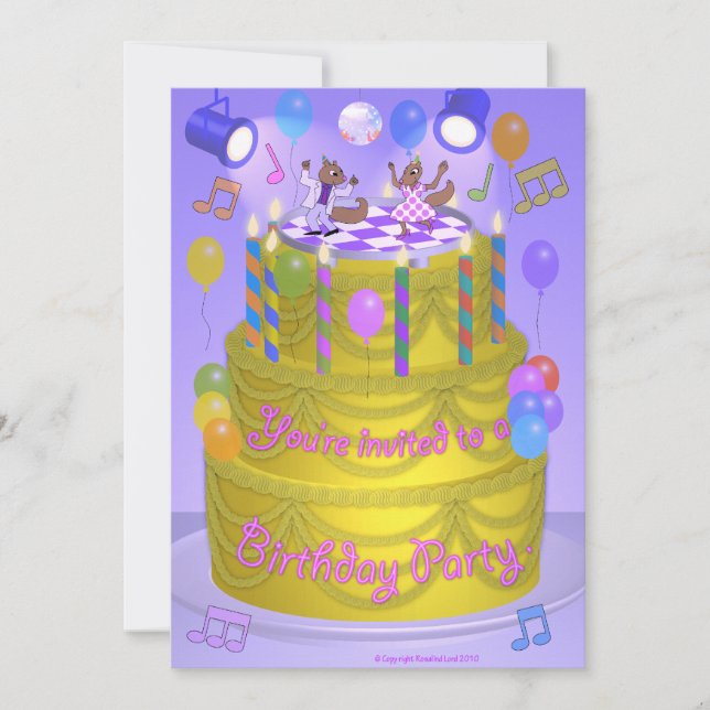 Squirrels on Cake Invitation (Front)