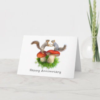 Squirrels on Re Mushrooms Anniversary Card