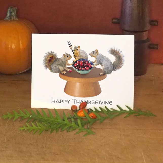 Squirrels on Table Thanksgiving Card (Creator Uploaded)