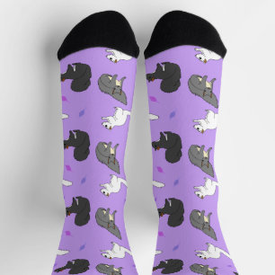 Squirrels purple socks