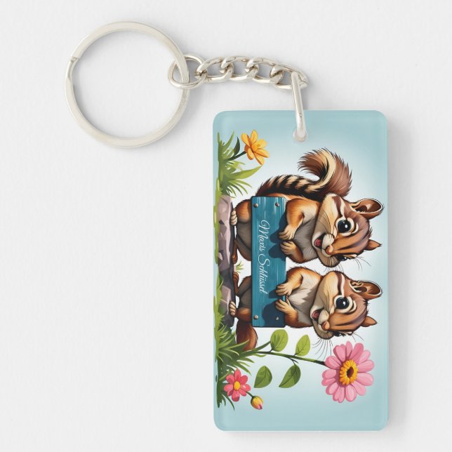 Squirrels send greetings key ring (Front)