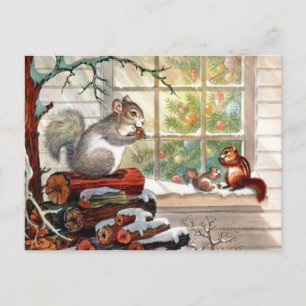 Squirrels Vintage Christmas Post card