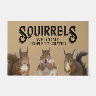 Squirrels Welcome People Rug, Cute Animal  Doormat