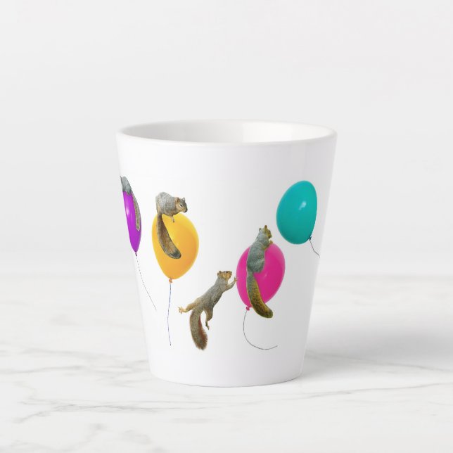 Squirrels with Balloons Latte Cup (Front)
