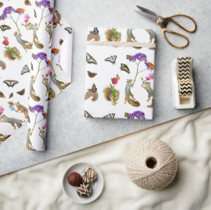 Squirrels with Butterflies Wrapping Paper