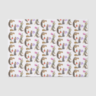 Squirrels with Flowers Tissue Paper