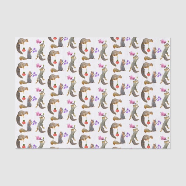 Squirrels with Flowers Tissue Paper (Front)