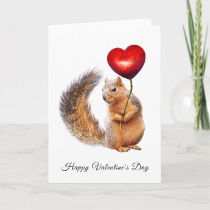 Squirrels with Heart on Stick Valentines Card