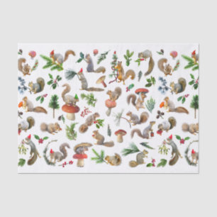 Squirrels with Red and Green Tissue Paper