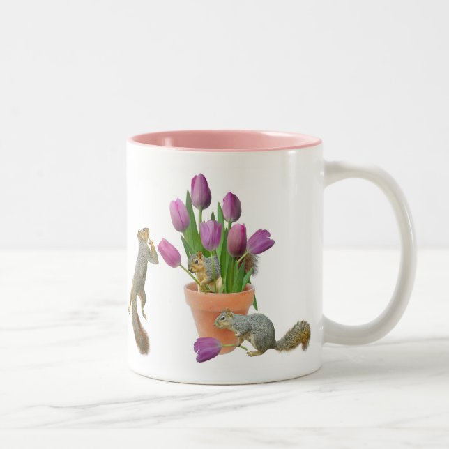 Squirrels with Tulips Mug (Right)
