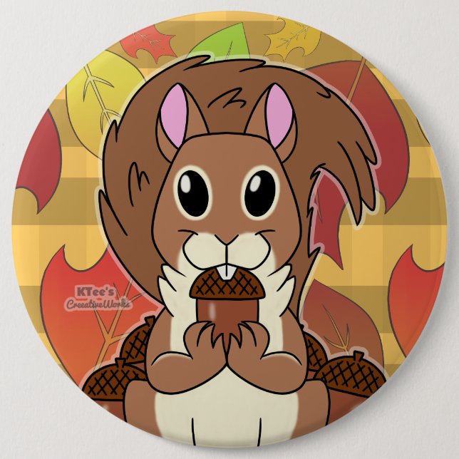 Squirrely Squirrel -  6 Cm Round Badge (Front)