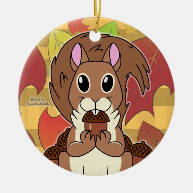 Squirrely Squirrel -  Ceramic Ornament (Front)