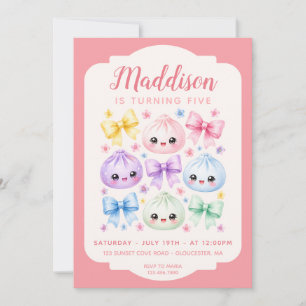 Squish Girl Cute Kawaii Dumpling Birthday party Invitation