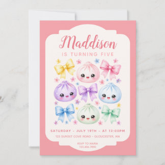 Squish Girl Cute Kawaii Dumpling Birthday party Invitation
