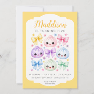 Squish Girl Cute Kawaii Dumpling Birthday party Invitation