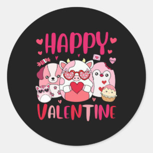 Squish Squad Happy Valentine Gifts Cute For Kids W Classic Round Sticker
