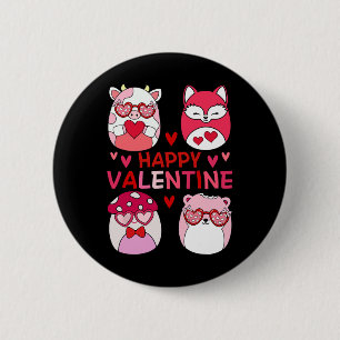 Squish Squad Happy Valentine Gifts For Kids Woman 6 Cm Round Badge