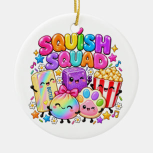 Squish Squad Viral Squishies Popcorn Butter Dumpli Ceramic Ornament