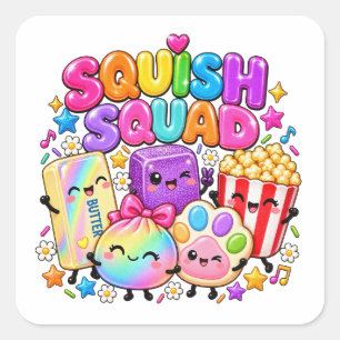 Squish Squad Viral Squishies Popcorn Butter Dumpli Square Sticker