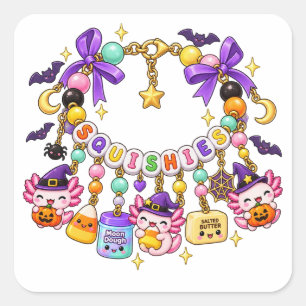 Squishes Beaded Bracelet Halloween Moon Dough Butt Square Sticker