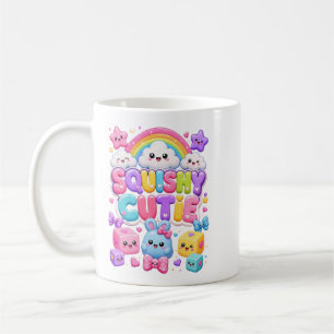 Squishy Cutie Cute Kawaii Bunnies Rainbow Clouds Coffee Mug