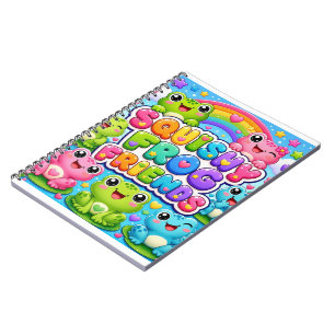 Squishy Frog Friends Cute Kawaii Frogs Rainbow Notebook