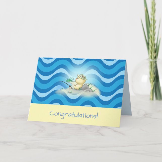Squishy Littlekins Fishing Congratulations Card (Front)
