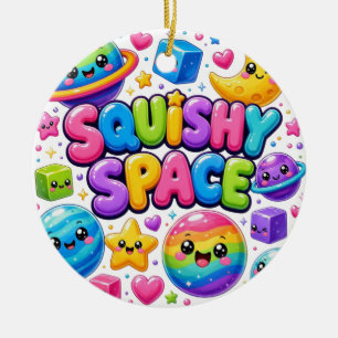 Squishy Space Colourful Kawaii Planets Stars Cosmi Ceramic Ornament