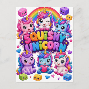 Squishy Unicorn Cute Kawaii Baby Unicorns Rainbow Postcard