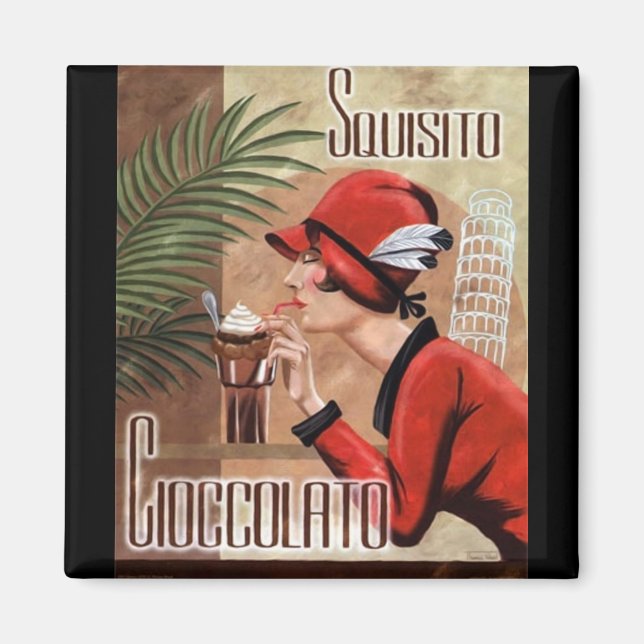 Squisito Cioccolato Italian Chocolate Woman in Red Magnet (Front)