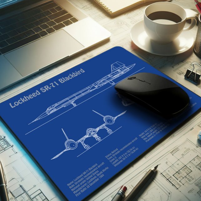 SR-71 Blackbird - Aeroplane Blueprint Plans AD Mouse Pad (Creator Uploaded)
