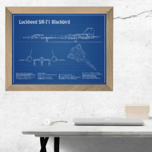 SR-71 Blackbird - Aeroplane Blueprint Plans AD Photo Print
