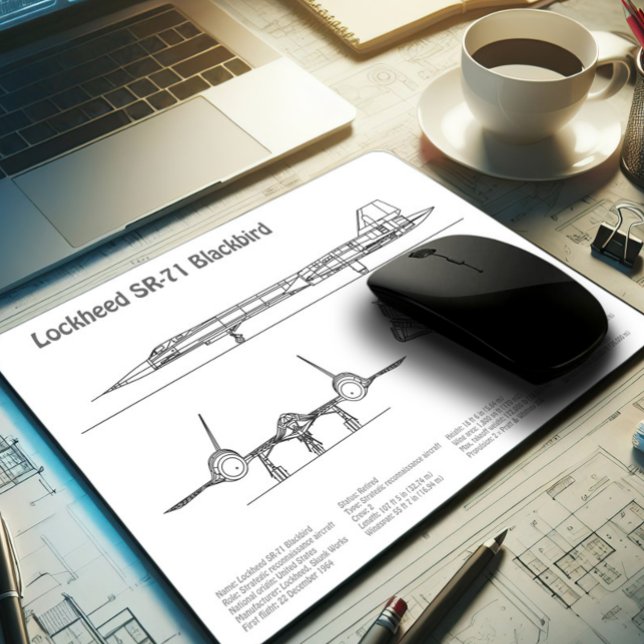SR-71 Blackbird - Aeroplane Blueprint Plans BD Mouse Pad (Creator Uploaded)