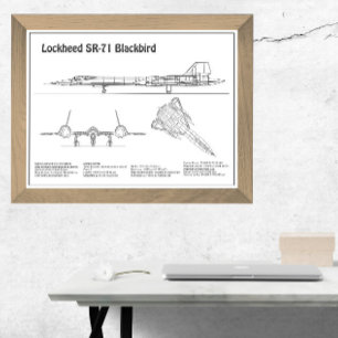 SR-71 Blackbird - Aeroplane Blueprint Plans BD Photo Print