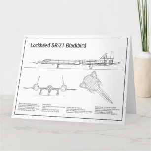 SR-71 Blackbird - Aeroplane Blueprint Plans BD Thank You Card