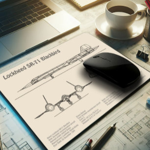 SR-71 Blackbird - Aeroplane Blueprint Plans SD Mouse Pad