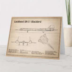 SR-71 Blackbird - Aeroplane Blueprint Plans SD Thank You Card