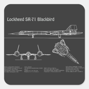 SR-71 Blackbird - Airplane Blueprint Plans PD Square Sticker