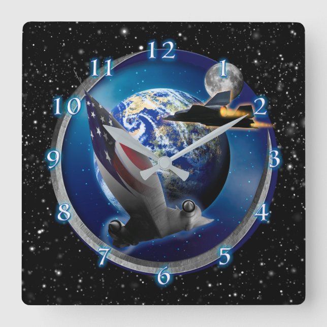 SR-71 BLACKBIRD HIGH RANGERS SQUARE WALL CLOCK (Front)