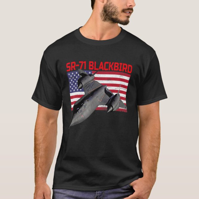 Sr 71 Blackbird In Action And Patriotic American F T-Shirt (Front)