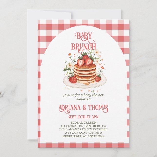 Srawberry Pancake Baby Brunch Shower Invitation (Front)