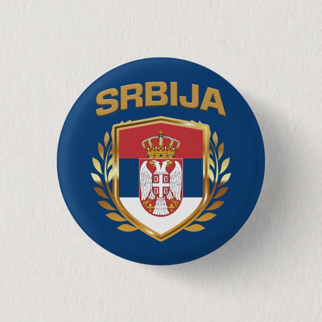 Srbija Flag Shield Serbia 3 Cm Round Badge (Front)