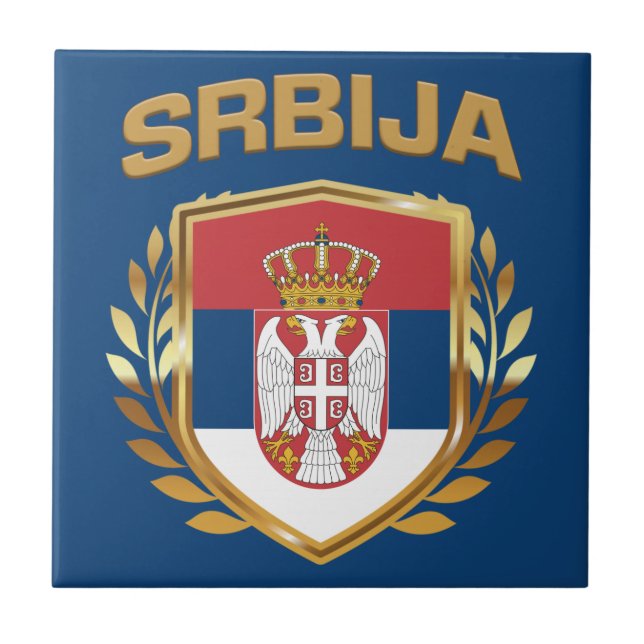 Srbija Flag Shield Serbia Ceramic Tile (Front)