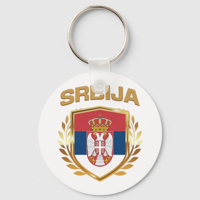 Srbija Flag Shield Serbia Key Ring (Front)