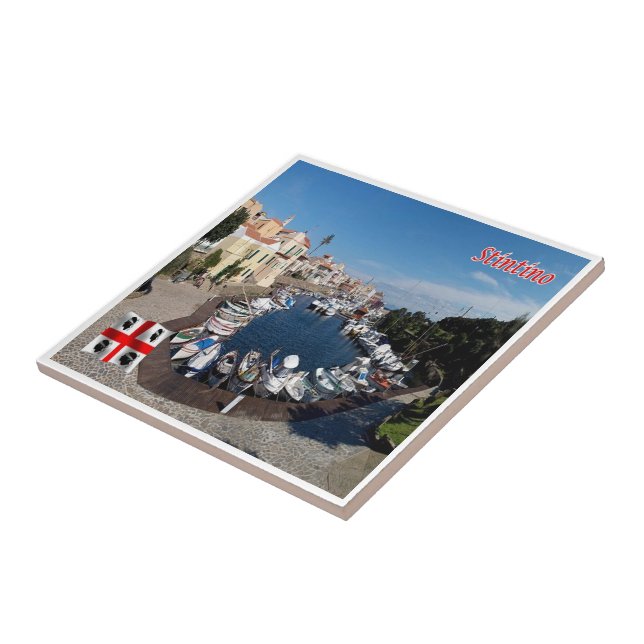 SRD045 STINTINO, Aerial view, Sardinia, Ceramic Tile (Side)