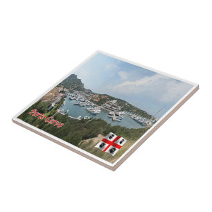 SRD054 PORTO CERVO The Port, Sardinia, Ceramic Tile