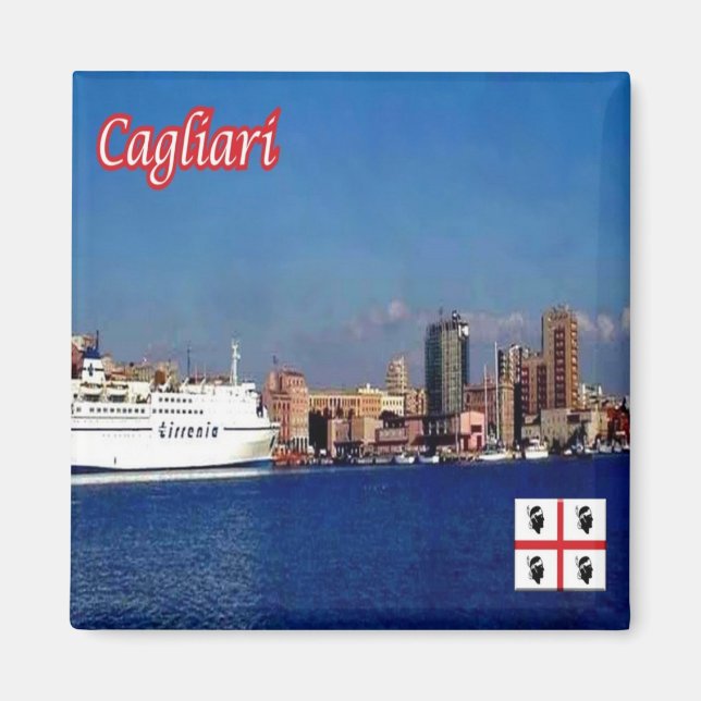 SRD062 CAGLIARI, Port, Sardinia, Fridge Magnet (Front)