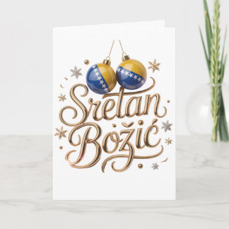 Sretan Božić | Bosnian Merry Christmas Gold Script Card