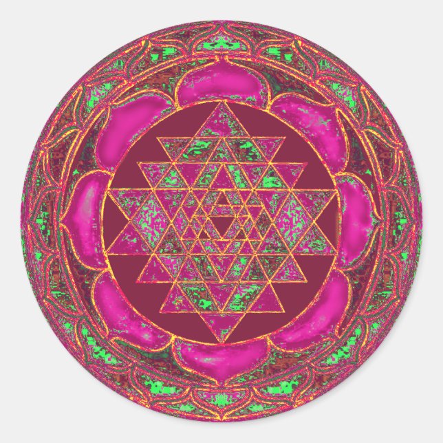 Sri Lakshmi Yantra Mandala Classic Round Sticker (Front)
